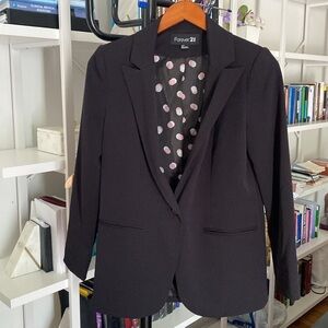 Forever 21 Womens Black Long Sleeve Single Button Blazer Size Small